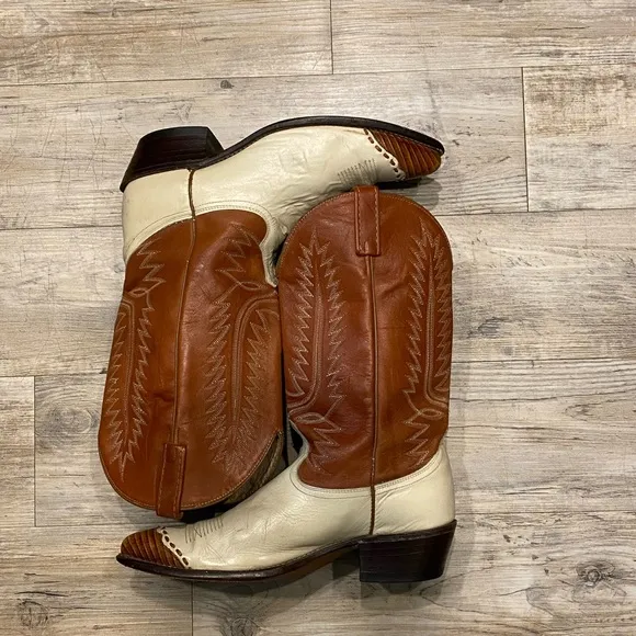 Men's Western Cowboy Boots - Brown and Cream
