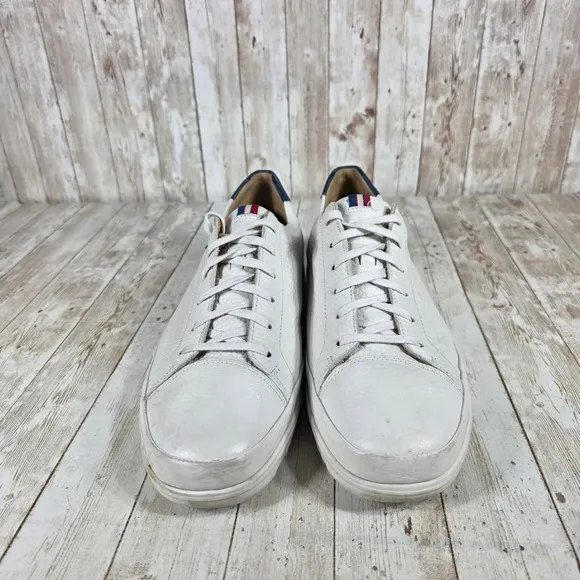 Mephisto Air-Jet Leather Sneakers Comfort Walking Shoes White Blue 11.5
