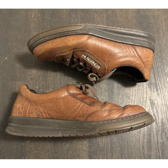 Mephisto Match Men's Size 9.5 UK 9 Brown Leather Casual Shoes Sneakers