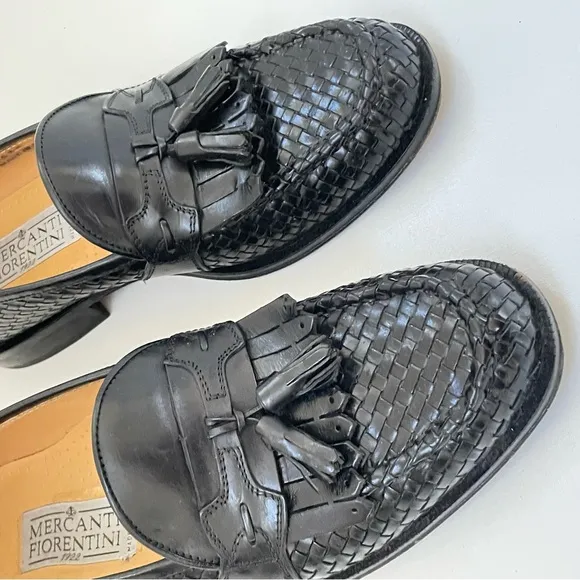 Mercanti Fiorentini Leather Loafers Tassel Woven 8 Men Shoes Chunky Grunge City