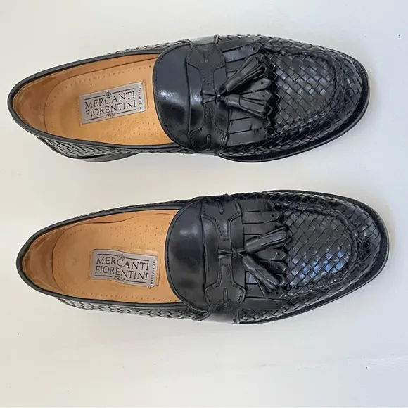 Mercanti Fiorentini Leather Loafers Tassel Woven 8 Men Shoes Chunky Grunge City
