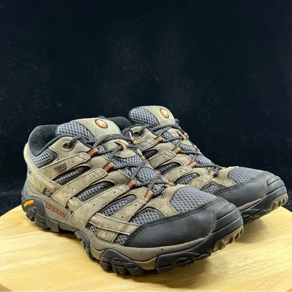 Merrell Men Moab 2 Waterproof Hiking Shoes Walnut Suede, Leather &amp; Mesh Size 12