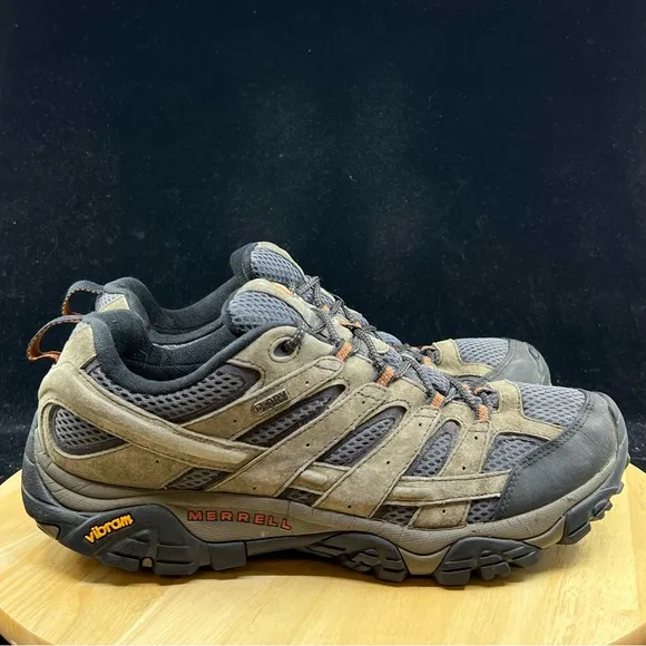 Merrell Men Moab 2 Waterproof Hiking Shoes Walnut Suede, Leather &amp; Mesh Size 12