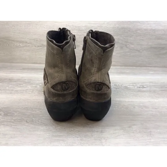 Merrell Women's Luxe Mid Brown Distressed Leather Ankle Boots Size 8M (J56082)