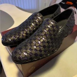 Mezlan Brown and Purple Snakeskin Loafers