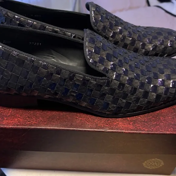Mezlan Brown and Purple Snakeskin Loafers