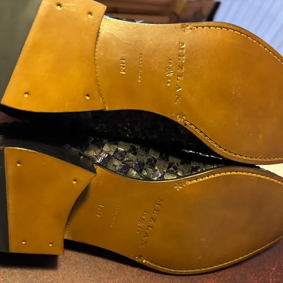 Mezlan Brown and Purple Snakeskin Loafers