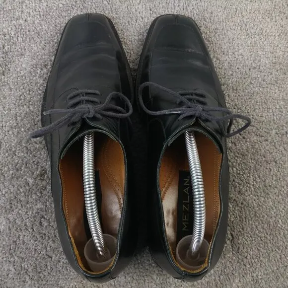 Mezlan Carmichael Mens 9.5 Dress Shoes Black Leather Lace Up Derby Oxfords Spain
