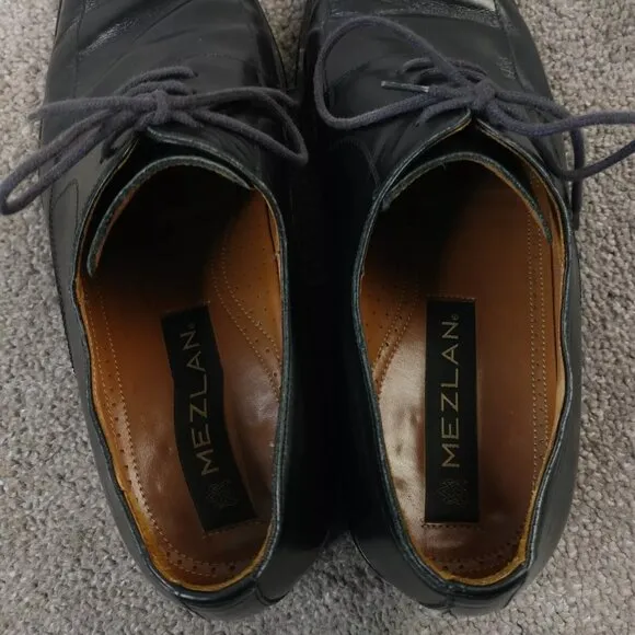 Mezlan Carmichael Mens 9.5 Dress Shoes Black Leather Lace Up Derby Oxfords Spain