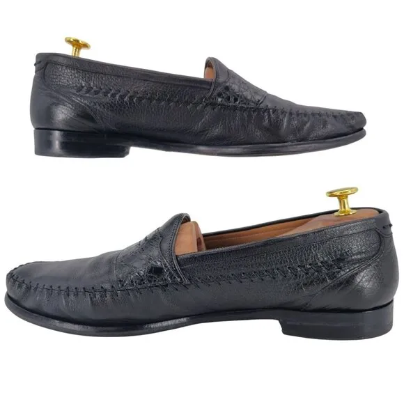 Mezlan Exotic Crocodile and Calf Leather Moc Penny Loafers Mens 10.5 Dress Shoes