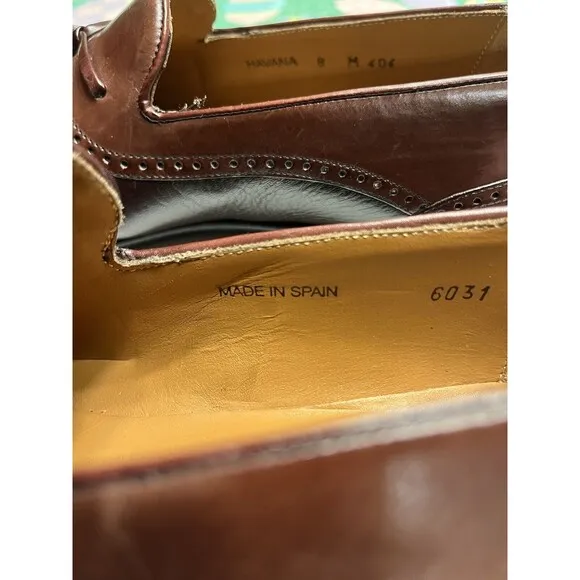 Mezlan Havana Men's Designer Dress Shoes 8M Burgundy Leather Spain IOB Dustbags