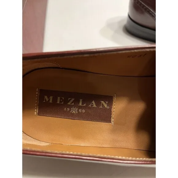 Mezlan Havana Men's Designer Dress Shoes 8M Burgundy Leather Spain IOB Dustbags