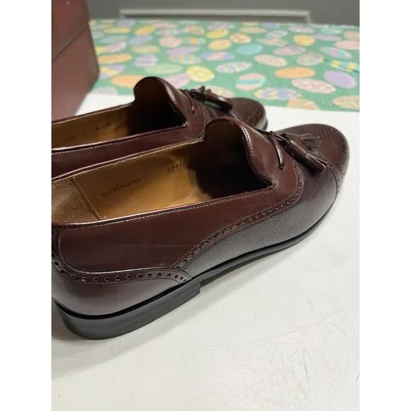 Mezlan Havana Men's Designer Dress Shoes 8M Burgundy Leather Spain IOB Dustbags