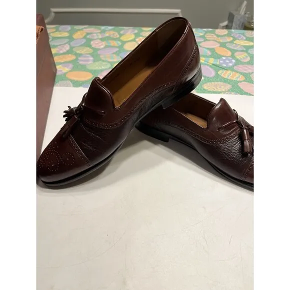Mezlan Havana Men's Designer Dress Shoes 8M Burgundy Leather Spain IOB Dustbags