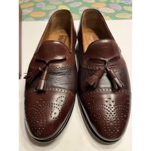 Mezlan Havana Men's Designer Dress Shoes 8M Burgundy Leather Spain IOB Dustbags