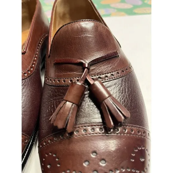 Mezlan Havana Men's Designer Dress Shoes 8M Burgundy Leather Spain IOB Dustbags