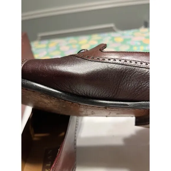 Mezlan Havana Men's Designer Dress Shoes 8M Burgundy Leather Spain IOB Dustbags