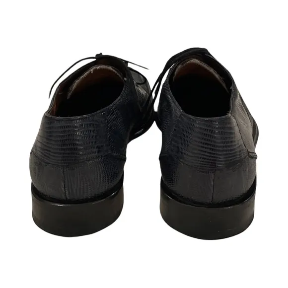 Mezlan Lizard Skin Navy Blue Dress Shoes Harrison Size 8.5