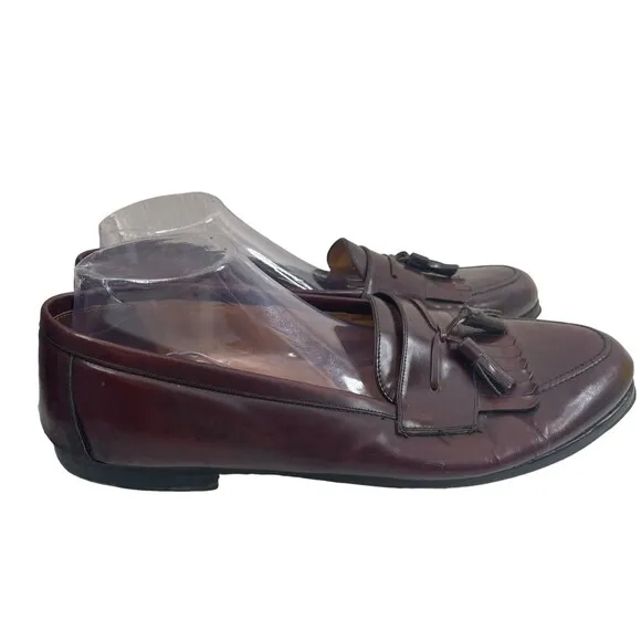 Mezlan Santander Kiltie Tassel Loafers Shoes Burgundy Calf Leather Men’s 15