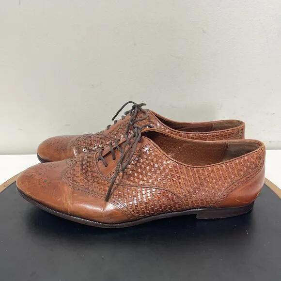Mezlan Sevilla Oxford Woven Leather Dress Shoes Men 10 EE Brown Handcrafted