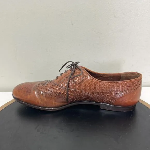 Mezlan Sevilla Oxford Woven Leather Dress Shoes Men 10 EE Brown Handcrafted