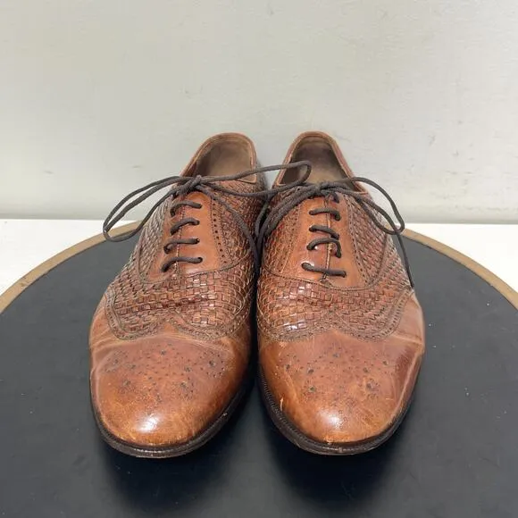 Mezlan Sevilla Oxford Woven Leather Dress Shoes Men 10 EE Brown Handcrafted