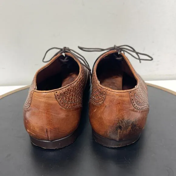 Mezlan Sevilla Oxford Woven Leather Dress Shoes Men 10 EE Brown Handcrafted