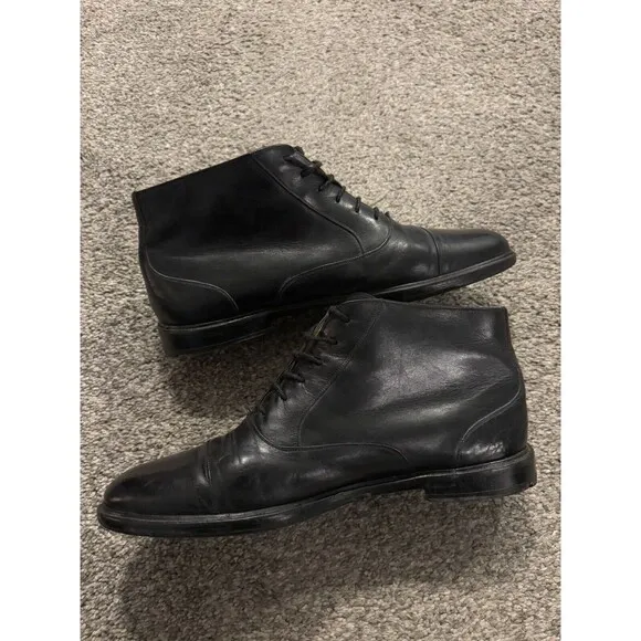 Mezlan Size 9 Camden Cap Toe Leather Black  Boots Shoes Ankle MEN'S Spain