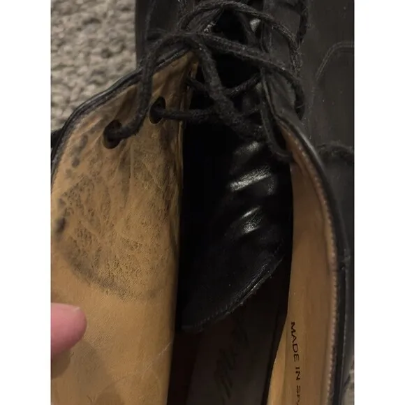 Mezlan Size 9 Camden Cap Toe Leather Black  Boots Shoes Ankle MEN'S Spain