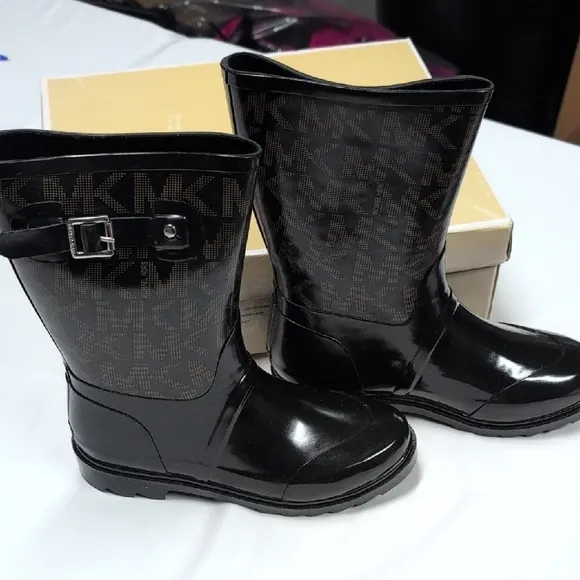 Michael Kors Black and Brown Winter Rain Boots