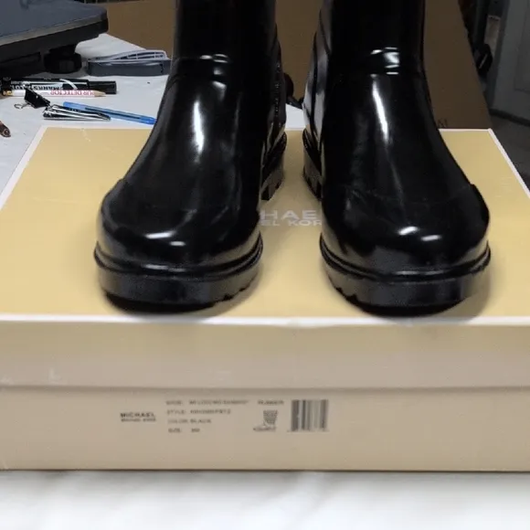 Michael Kors Black and Brown Winter Rain Boots