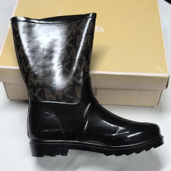 Michael Kors Black and Brown Winter Rain Boots