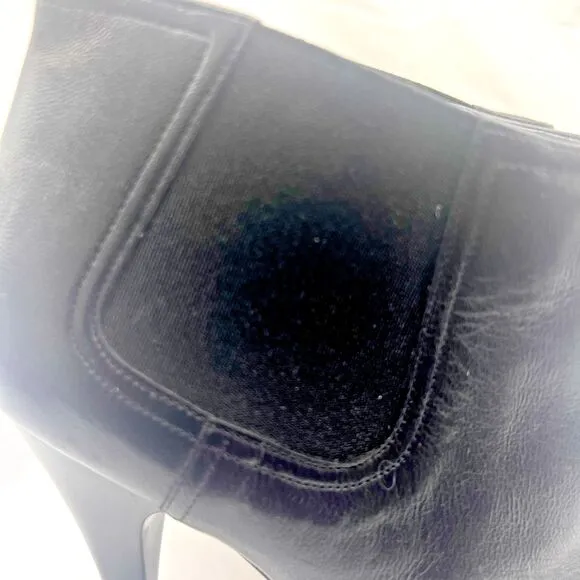 Michael Kors Black Leather Peep Toe Ankle Boots Booties Heels Size 9