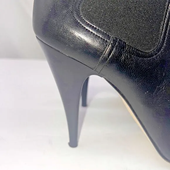 Michael Kors Black Leather Peep Toe Ankle Boots Booties Heels Size 9