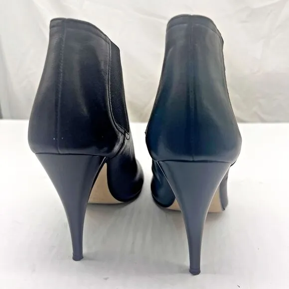 Michael Kors Black Leather Peep Toe Ankle Boots Booties Heels Size 9