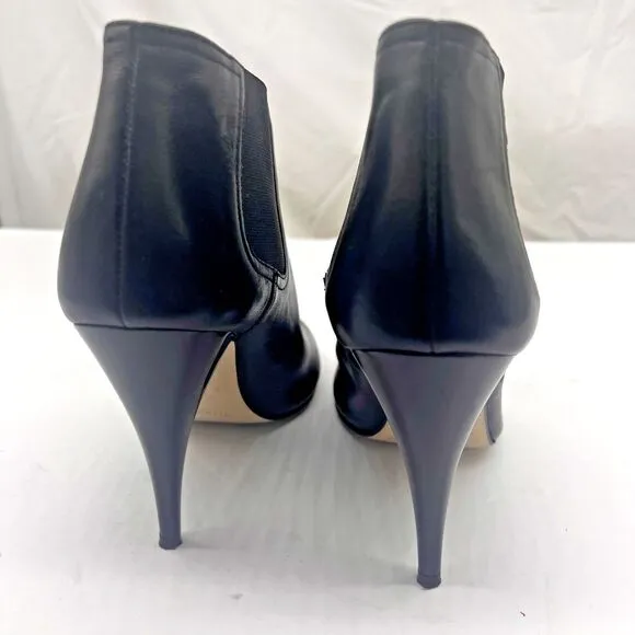 Michael Kors Black Leather Peep Toe Ankle Boots Booties Heels Size 9