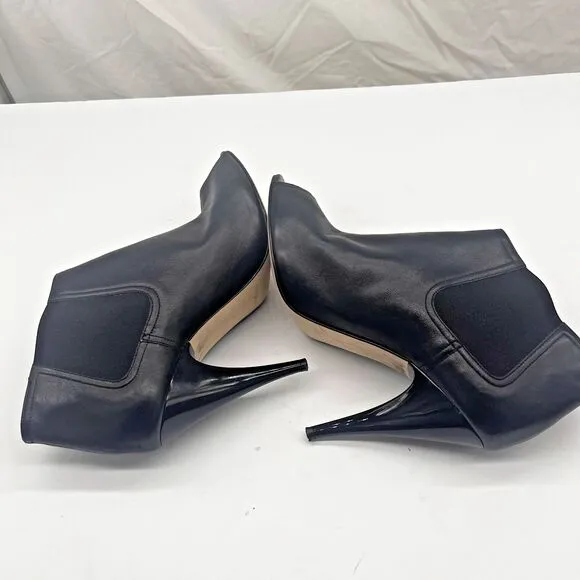 Michael Kors Black Leather Peep Toe Ankle Boots Booties Heels Size 9