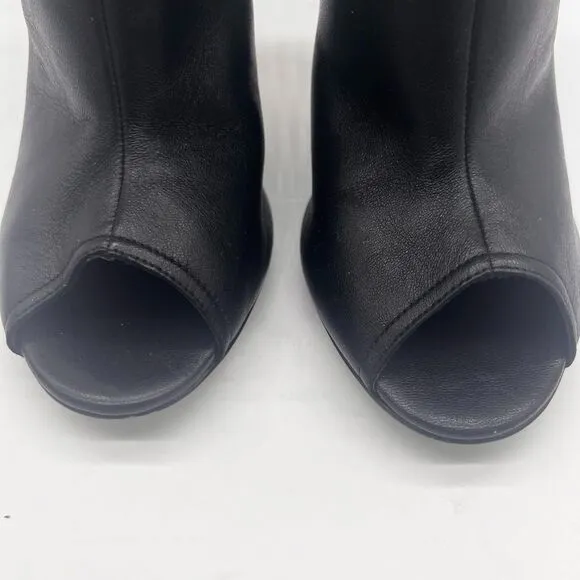 Michael Kors Black Leather Peep Toe Ankle Boots Booties Heels Size 9