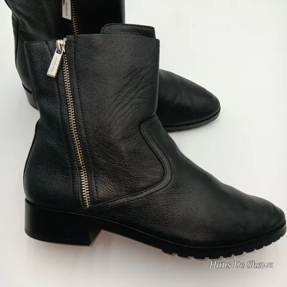 MICHAEL KORS Black Triple Zippered Ankle Moto Boots w/Lugg Soles, size 9
