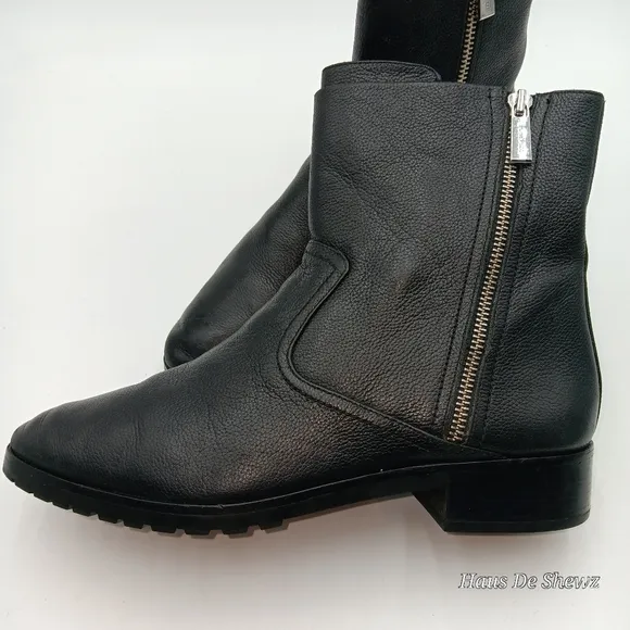 MICHAEL KORS Black Triple Zippered Ankle Moto Boots w/Lugg Soles, size 9