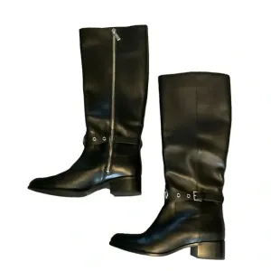 Michael Kors Women's Black Leather Tall Riding Equestrian Boots Shoes Y2K sz 7.5
