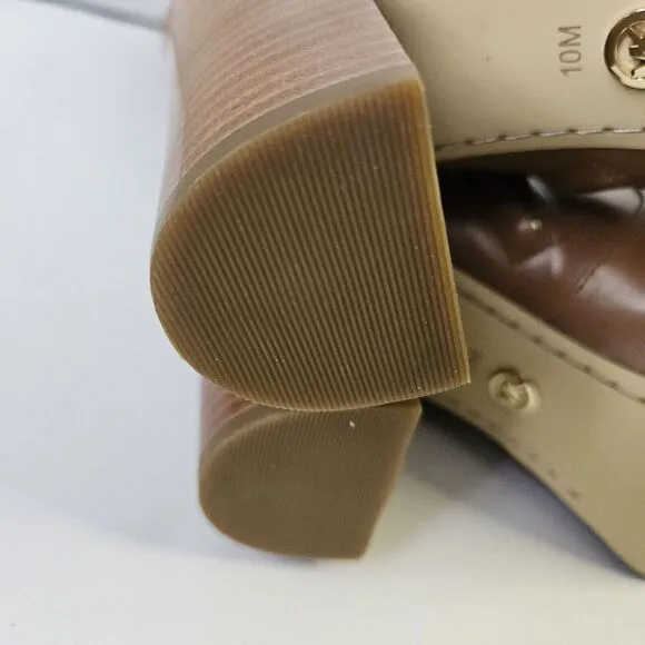 Michael Kors Women's Hamilton Heeled Embellished Boots Luggage 10M