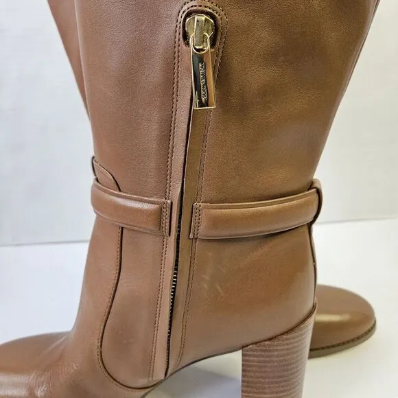 Michael Kors Women's Hamilton Heeled Embellished Boots Luggage 10M