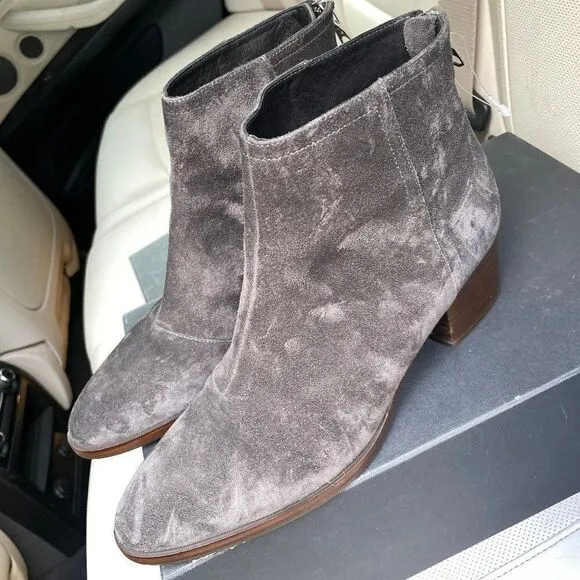 Mint Cond. Rag &amp; Bone Wesley Suede Back Zip Ankle Boots in Asphalt Grey Size 39