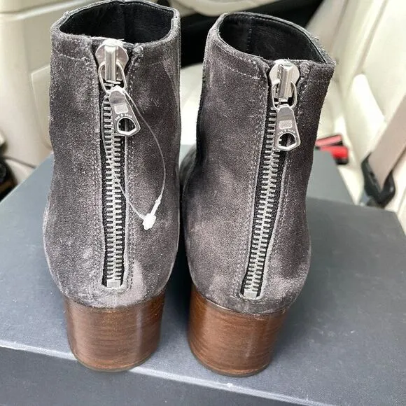 Mint Cond. Rag &amp; Bone Wesley Suede Back Zip Ankle Boots in Asphalt Grey Size 39