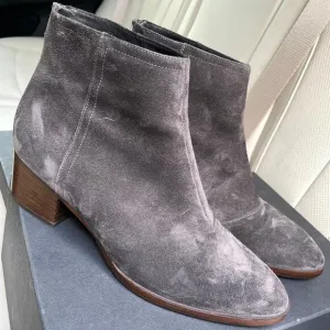 Mint Cond. Rag &amp; Bone Wesley Suede Back Zip Ankle Boots in Asphalt Grey Size 39