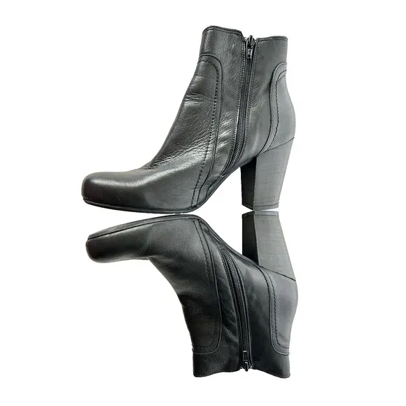 Miz Mooz Barcelona Collection Black Bootie Heels Made in Spain 8/38.5