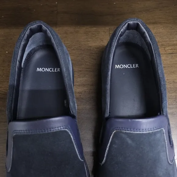 MONCLER Auronnais Navy Suede Slip On Sneaker Loafers Size 42 US 9