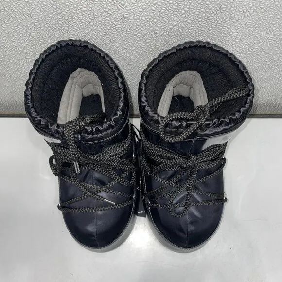 Moon Boot Icon Low Glance Satin Boots – Black – Unisex Size M2/3.5, W3/4.5 – New