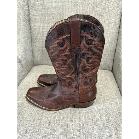 Moonshine Spirit Western Boots Leather Square Toe Brown 9 EE